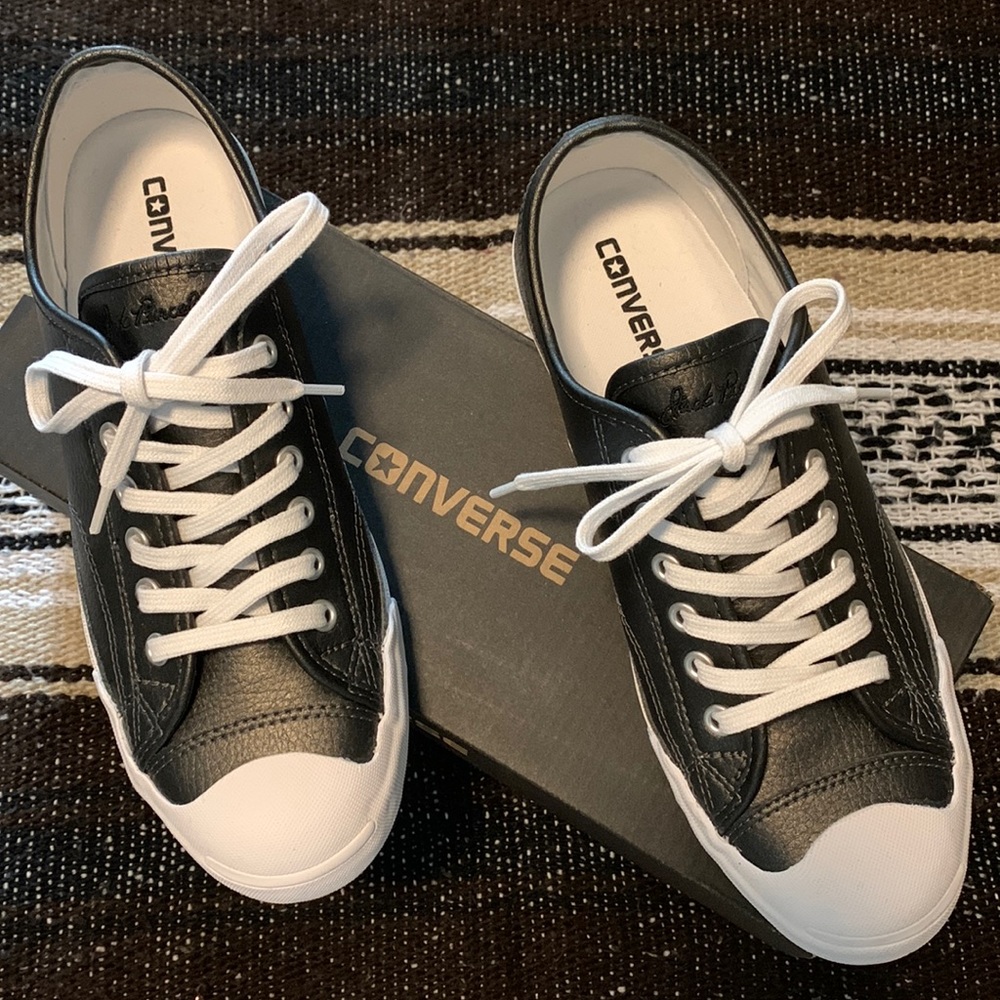 Jack Purcell Converse Women’s 9 black leather Brand New in Box!
